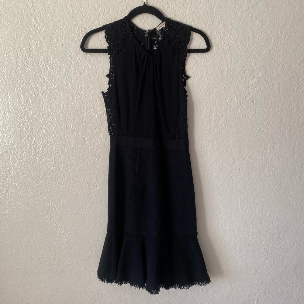 Rebecca Taylor Luna Script Lace Tweed Midi Dress Size 0 Black Chic Corpcore - Picture 7 of 15